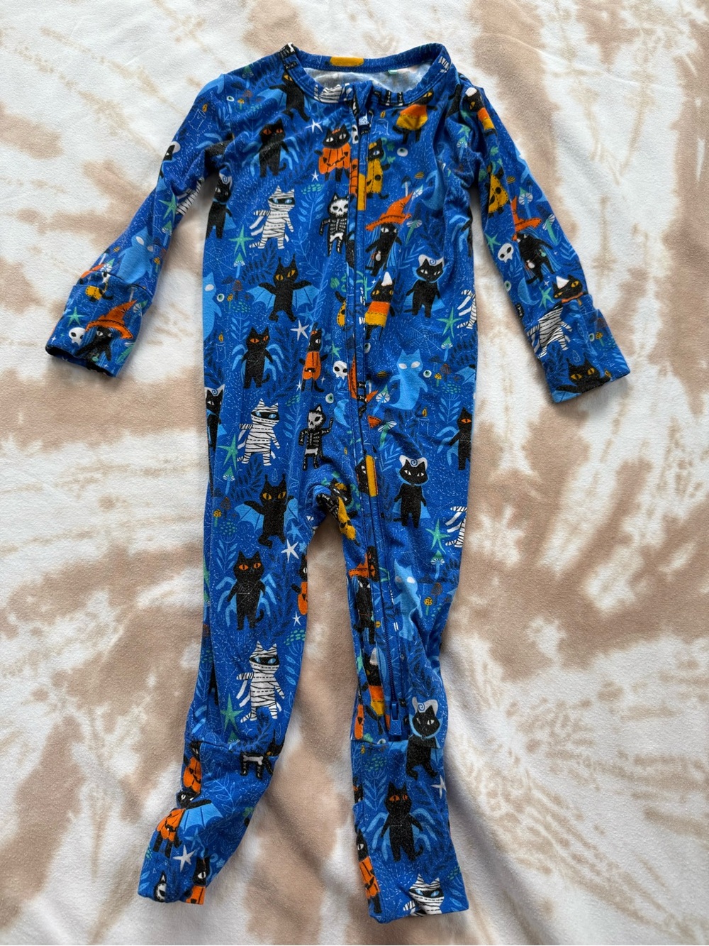 Muse Threads 6-9M Cat Halloween Zip PJ Romper